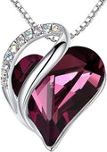 Leafael Valentine's Day Gift Necklaces for Women, Infinity Love Birthstone Heart Crystal Pendant, Birthday Anniversary Jewelry for Wife, Mom, and Her, Silver Plated, 18" + 2" Adjustable Chain