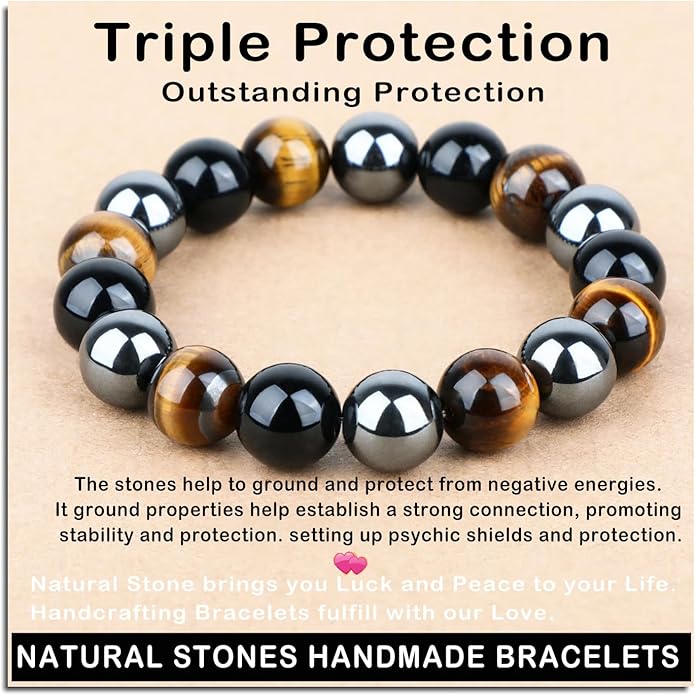 AD Beads Handmade Gemstone Stretch Elastic Bracelet Crystal Healing Reiki Nature's Beauty and Spiritual Essence Unisex
