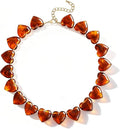 Large Acrylic Heart Necklaces for Women Chunky Puffy Heart Pendant Necklace Exaggerated Statement Love Beaded Choker Necklace Jewelry
