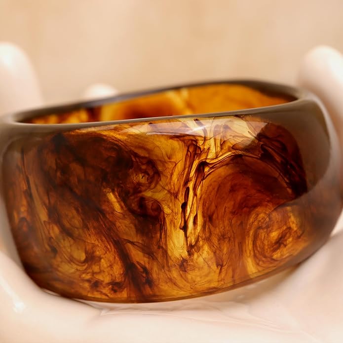 Chunky Resin Wide Bangle Bracelets for Women, Trendy Statement Minimalist Acrylic Bracelet Prom Holiday Jewelry Gift