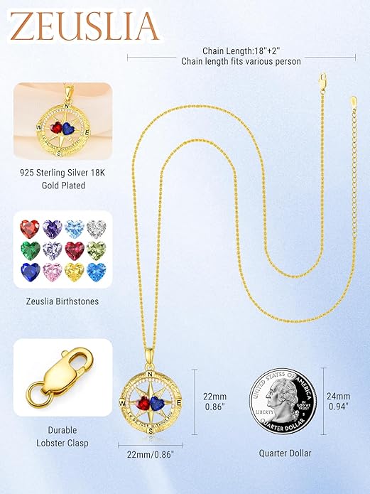Valentine's Day Gifts for Wife 925 Sterling Silver Double Birthstone Pendant Necklaces I Love You for Always and Forever Necklace Anniversary Birthday Gifts for Wife Girlfriend Mom Her