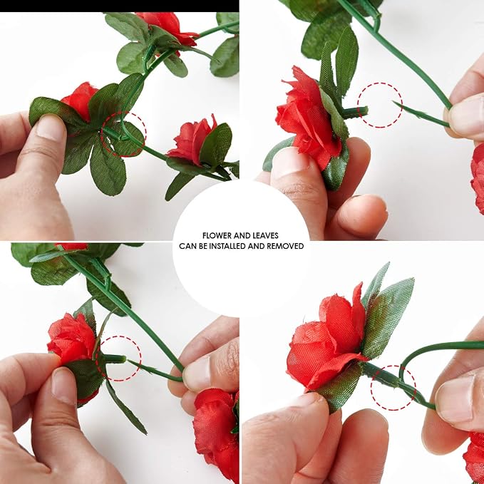 6Pcs x 8.2FT Artificial Flower Garland Floral Rose Vine Decor, Hanging Faux - Image 9
