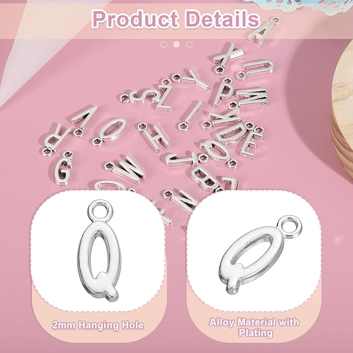 uxcell Letter Charm, Alloy Letter Initial Alphabet Charm for DIY Crafts Jewelry Making Bracelet Earrings Necklace