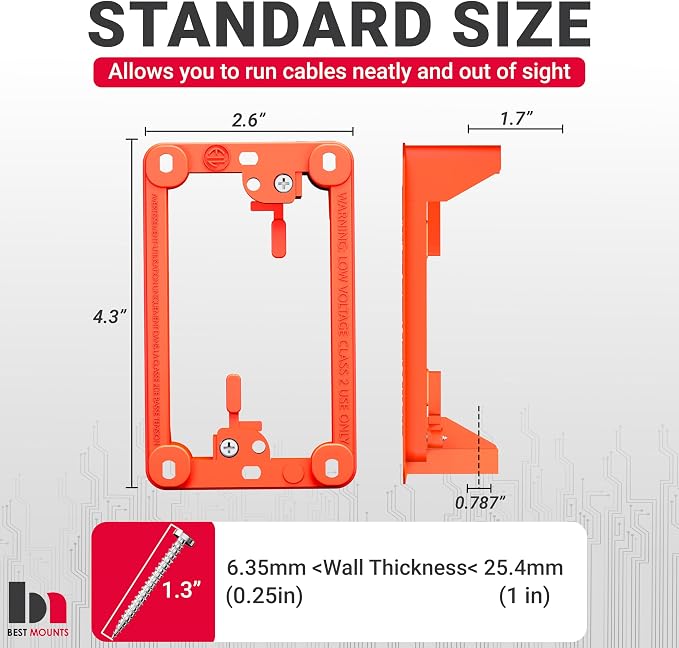 BestMounts Low Voltage Mounting Bracket 1 Gang, 5 Pack - Image 2