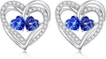 Iefil Valentines Day Gifts for Her, 925 Sterling Silver Heart Birthstone Earrings, Anniversary Birthday Gifts for Women, Birthstone Jewelry for Her Wife Girlfriend Mom