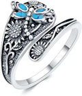 JKR Turquoise Spoon Rings for Women Sterling Silver Vintage Antique Thumb Ring Boho Jewelry Anniversary Birthday Gift for Wife Her Mom