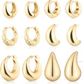 Wgoud 6 Pairs Gold Hoop Earrings Set for Women, 14K Gold Plated Hypoallergenic Lightweight Chunky Open Huggie Hoops Earrings Jewelry for Gifts.