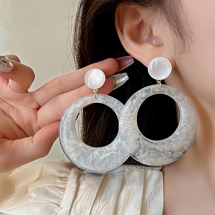 70s Earrings Retro White Acrylic Hoop Earrings 70s Accessories for Women 70s Jewelry Disco Outfits for Women