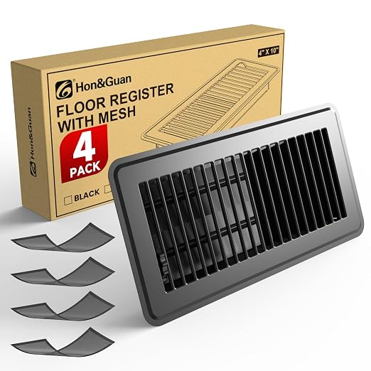 Hon&Guan Floor Register 4x10 Inch, Heavy Duty Walkable Floor Vent Easy Adjust by HonGuan