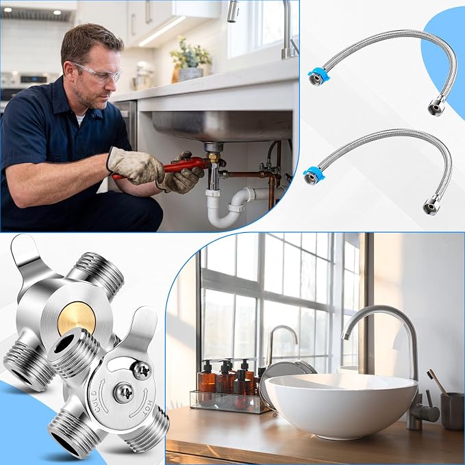1 Pack 3/8 Inch Brass Manual Thermostatic Shower Water Mixing Valve | Hot and - Image 6