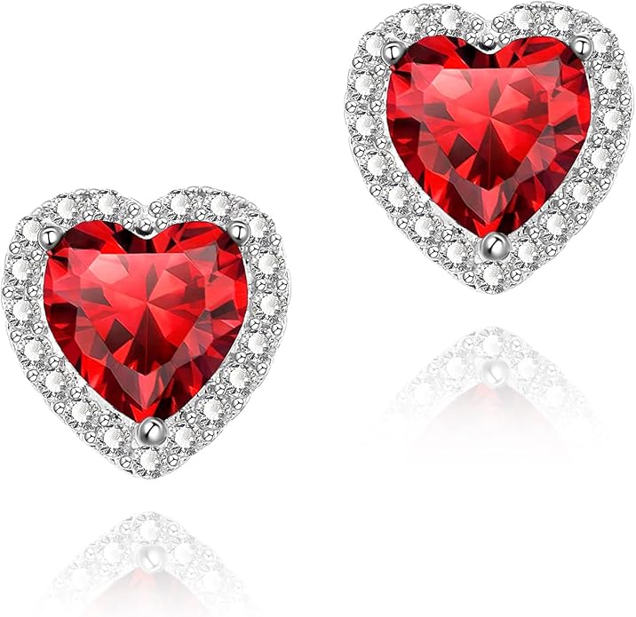 YOMELA Cubic Zirconia Earrings Studs, Halo CZ Birthstone Simulated Diamond Stud Earrings for Women