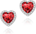 YOMELA Cubic Zirconia Earrings Studs, Halo CZ Birthstone Simulated Diamond Stud Earrings for Women