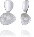 OZEL Gold Dangle Earrings for Women Brushed Finish, Matte Gold Statement Jewelry, 14k Gold Plated