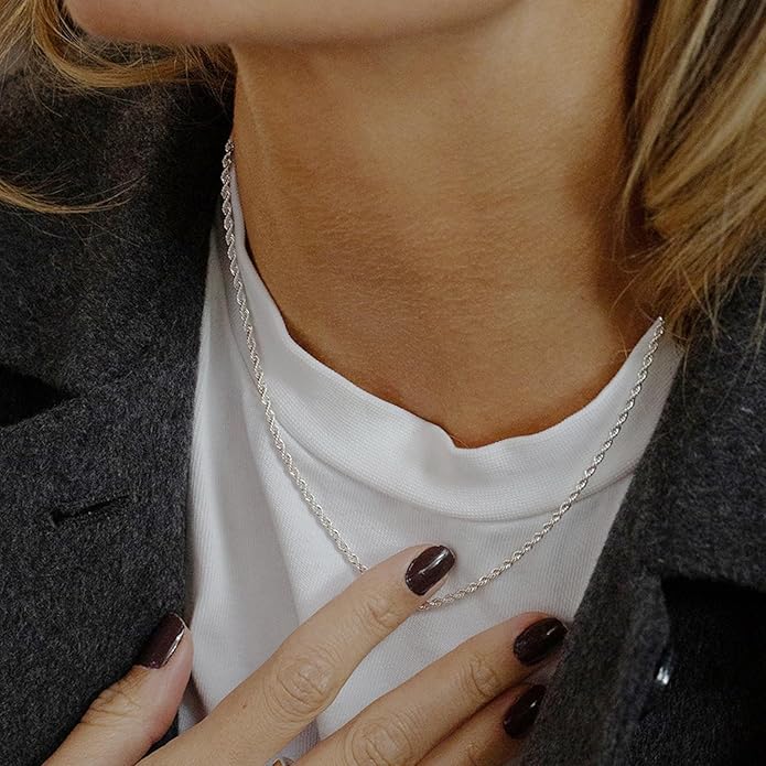 Fashion Necklace, White Gold and 18K Gold Plated Necklaces, Snake Chain, Rope Chain.Best Gift for Woman(16-18in)