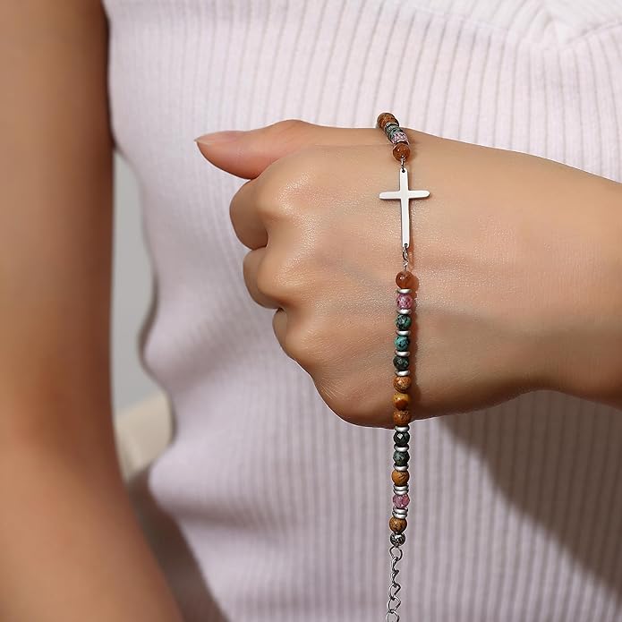 TONY & SANDY Christian Cross Bracelet for Women, Valentine's Day Gifts for Her, Confirmation Baptism Easter Gifts, Unique Gift for Friends Daughter Mom Sister in Christ Birthday Christmas