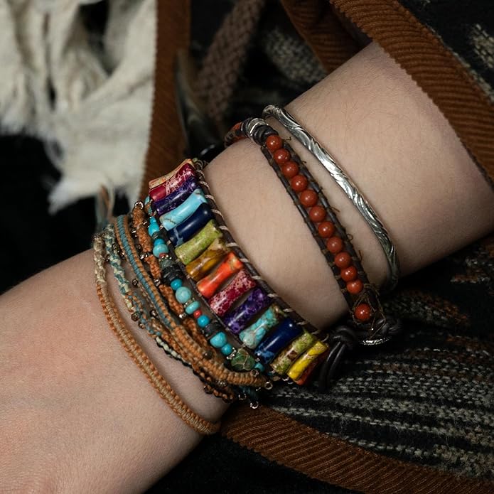 Chakra jewelry gifts Bracelets for Women，Handmade Natural Stone Healing Bracelets，hippie boho Friendship gifts Jewelry for women