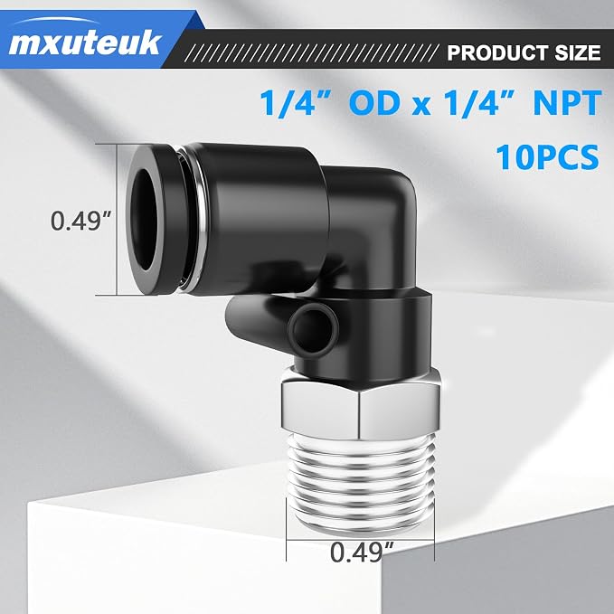 mxuteuk 1/4" NPT to 1/4"OD Push to Connect Fittings, Quick Connect Air Hose - Image 2