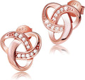 Chic Bijoux Knot Earrings for Women – With Round Cubic Zirconia stones and 925 Sterling Silver – Gift for Her Birthday, Rose Gold Jewelry