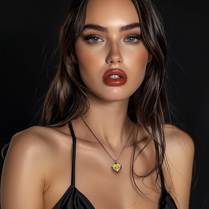 CDE Valentines Day Gifts for Women Angel Wings Necklace for Women with Birthstone, Love Heart Silver Tone/Gold Tone Pendant, Ideal Anniversary or Birthday Jewelry Gifts for Wife Girlfriend Her
