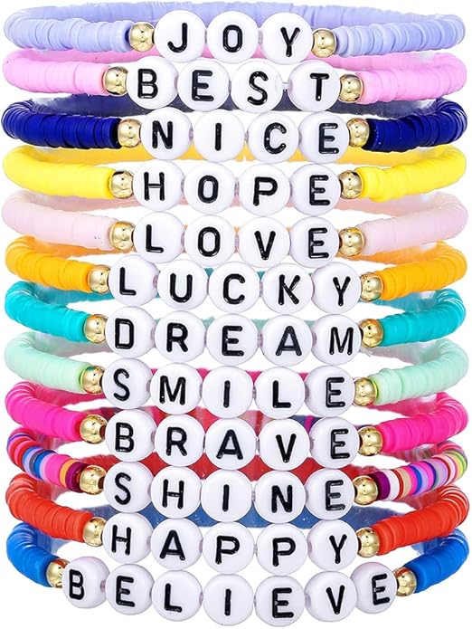 Friendship Bracelets Boho Stackable Bracelets for Women Surfer Heishi Clay Bead Bracelets Stretch Preppy Bracelets Colorful Boho Bracelets for Women