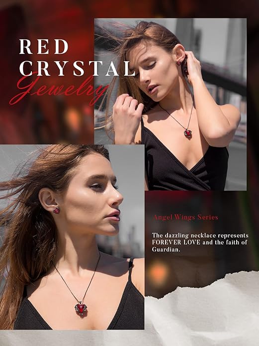 CDE Valentines Day Gifts for Women Angel Wings Necklace for Women with Birthstone, Love Heart Silver Tone/Gold Tone Pendant, Ideal Anniversary or Birthday Jewelry Gifts for Wife Girlfriend Her