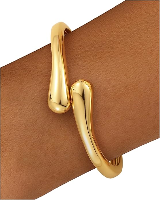 Chunky Gold Bangle Bracelets for Women, Gold Twist Cuff Bracelet Trendy Stackable Bangles Set Fashion Jewelry Gifts