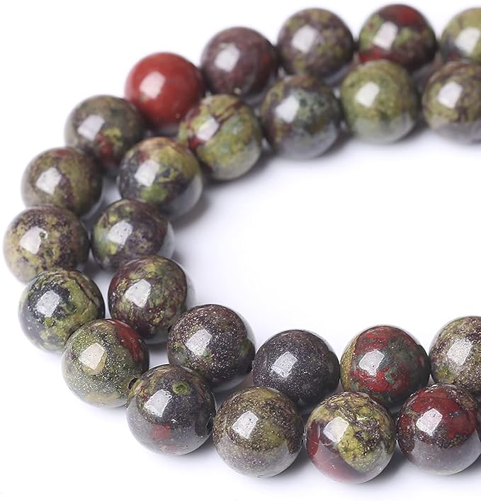 Natural Dragon Blood Jasper Beads Round Loose Energy Healing Stone Beads for Jewelry Making DIY Bracelet 8mm 45pcs 15 Inch