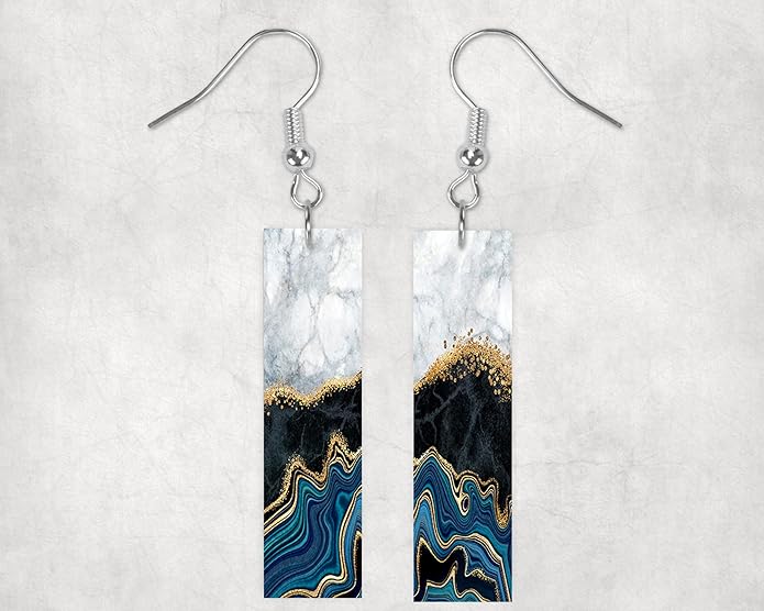 Earrings Handmade Bar Wood Earrings Light Weight Printed Image Dangle Earring Jewelry