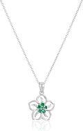 Amazon Collection Genuine or Created Gemstone Birthstone Flower Pendant Necklace with Chain in Sterling Silver, 18"