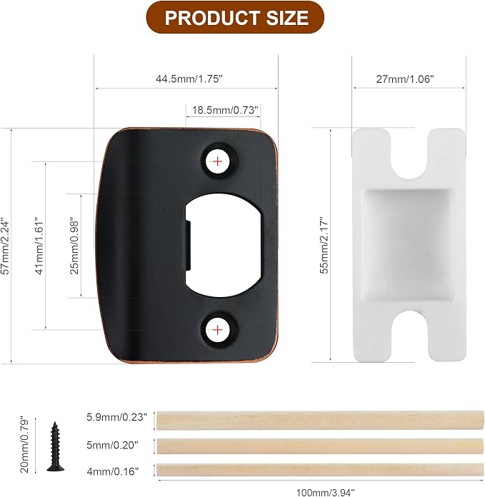 Door Strike Plate for Interior Doors, Oil Rubbed Bronze, 1 Pack | 2-1/4"x1-3/4" - Image 5