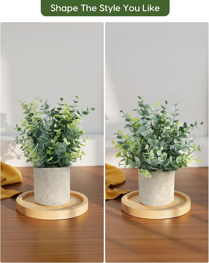 Velener 2 Pcs Small Fake Plants Eucalyptus, Artificial Plants Indoor - Image 3