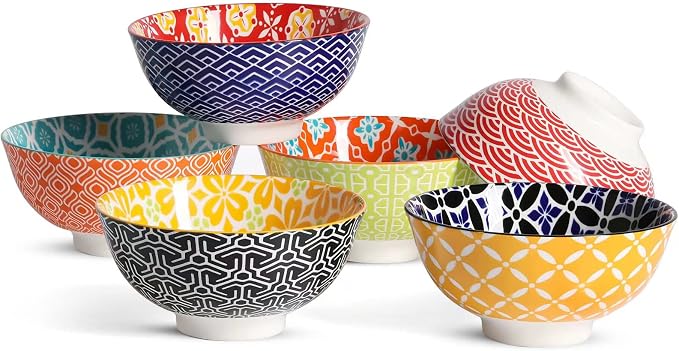 Metahom Small Ceramic Bowls, Colorful Dessert Bowls 10 Oz, 4.75" Decorative by Metahom