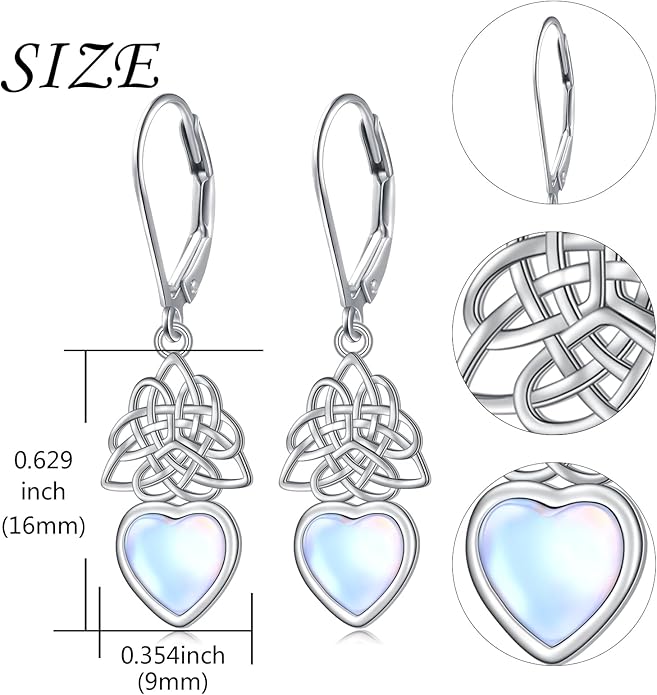 925 Sterling Silver Filigree Dangle Drop Earrings Daisy/Lotus/Rose Flower/Moonstone Leverback Teardrop Earrings for Women Infinity Celtic Knot Daisy Lotus Jewelry for Mothers Day