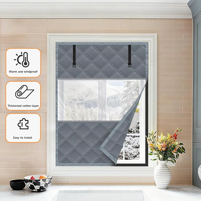 Winter Visible Insulated Window Curtain 39"x63", Oxford Cloth Thermal Insulated - Image 7