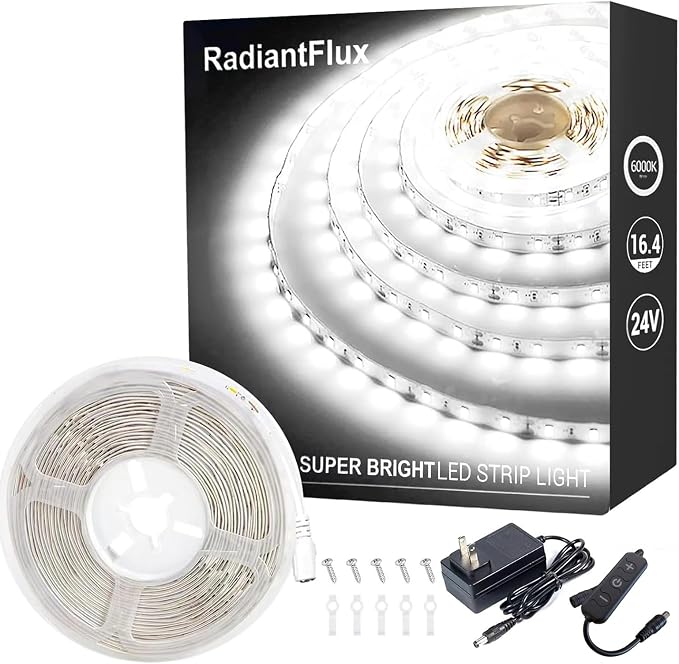 White Led Strip Lights for Bedroom Small Dimmable LED Lights Strip 16.4ft Super by RadiantFlux