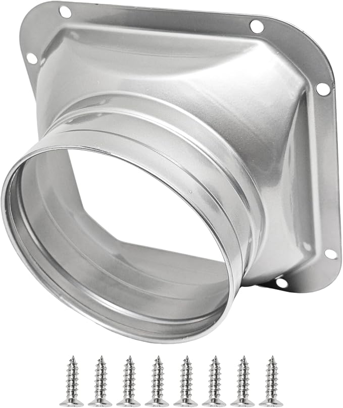 4 Inch Duct Connector Flange, Metal Straight Pipe Flange Square to Round by Unknown