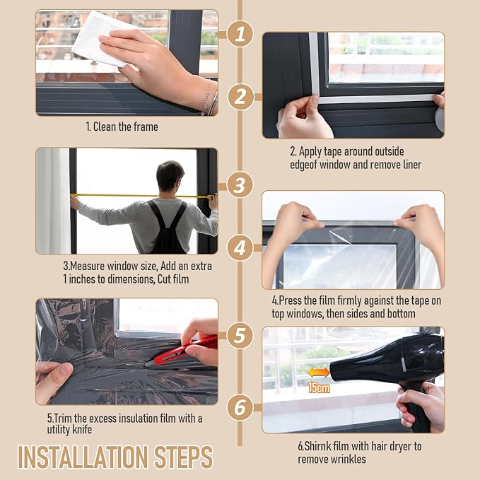 Window Insulation Kit for Winter, Plastic Shrink Film Indoor Thermal Seal to - Image 5