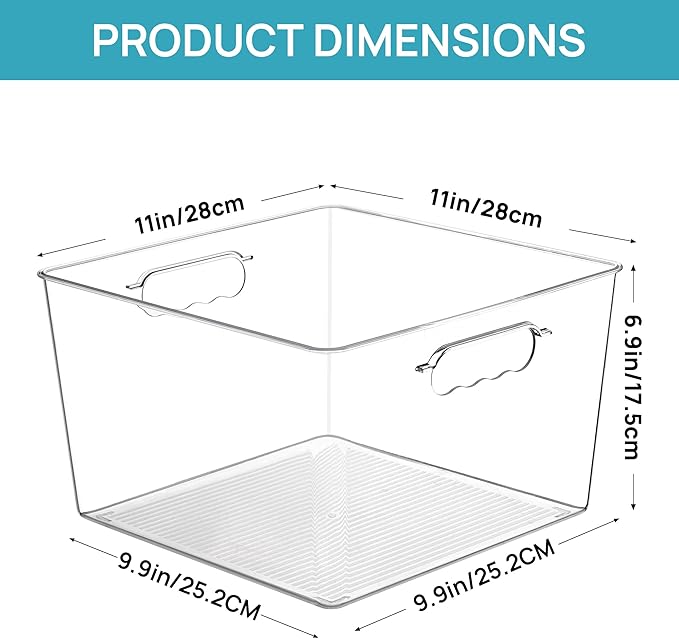 Vtopmart 10 Pack Extra Large Clear Storage Bins, 11x11 Cube Organizer | Acrylic - Image 3