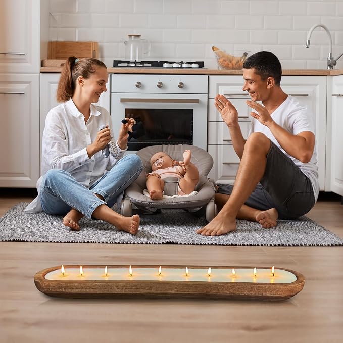 Aromatherapy Candle, SEVEYEE Vanilla Candle 10wicks 30inch, Large Wooden Bowl - Image 8