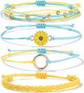 FANCY SHINY Sunflower String Bracelet Boho Braided Rope Wrap Bracelets Cute Summer Beach Surfer Jewelry for Women