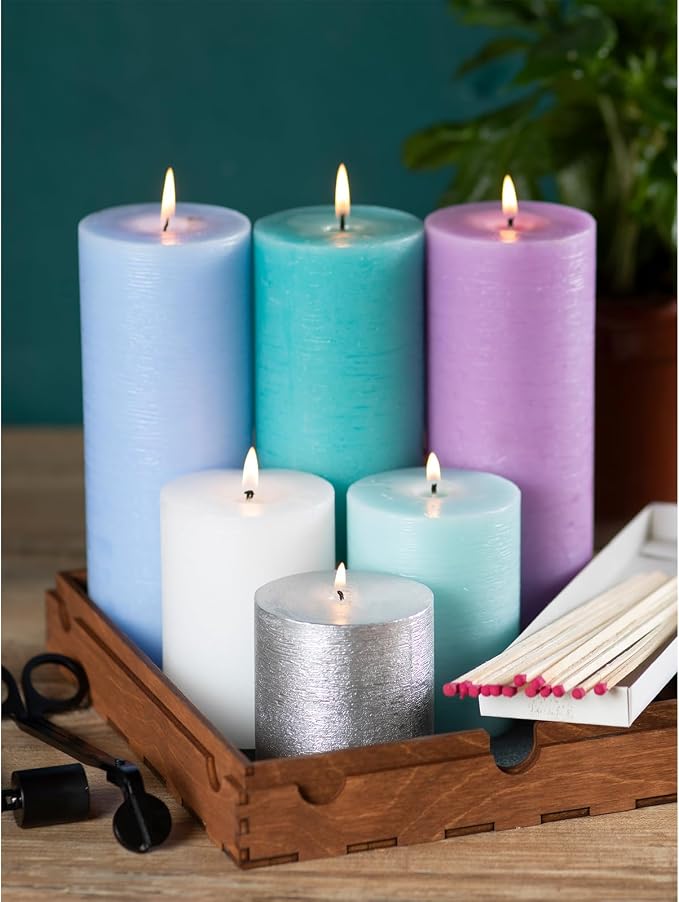 Assorted Pillar Candles Set of 3 – Sizes 3", Rustic Style Long Burning - Image 6