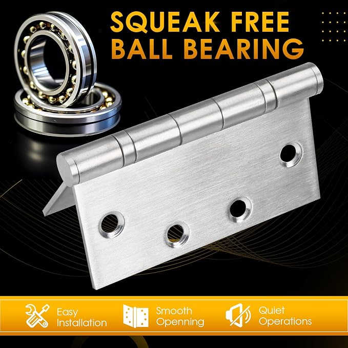 304 Stainless Steel Door Hinges 4.5 inch X 4.5 inch Heavy Duty Ball Bearing - Image 5