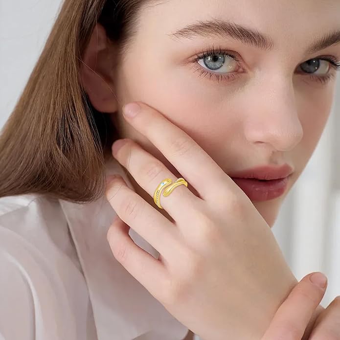 Hug Rings for Women Birthstone Hug Rings 925 Sterling Silver Adjustable Hand Ring Open Jewelry Daughter Gifts From Mom Mother Teens Mother's Day Amavive