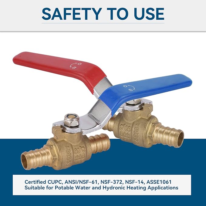10-Pack GUOFIS 3/4-Inch PEX Crimp Full Port Ball Valve | 1/4 Turn Hot and Cold - Image 2