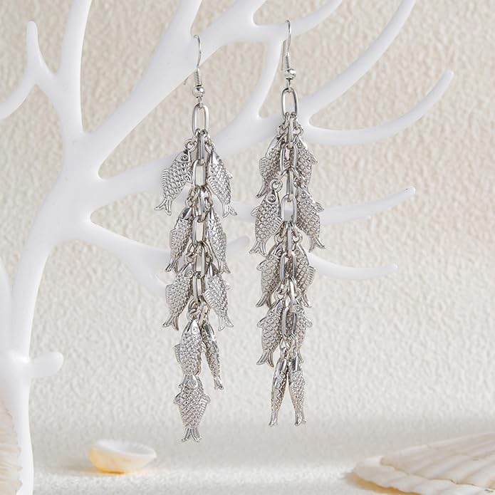 Gold Starfish Shell Earrings for Women with Pearl Beach Seashell Earrings Dangle Summer Vacation Earring for Women Beach Jewelry