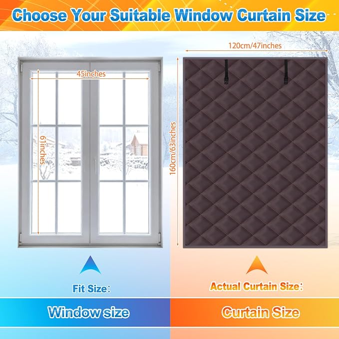 Fanfanwin 1 Pcs 63 x 47 Inches Window Insulation Curtain Kit Winter Thermal - Image 2