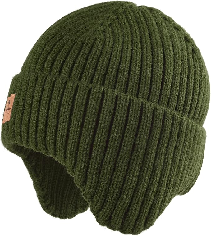 Baby Beanie Fleece Lined Toddler Winter Hat with Ear Flaps Little Girls Boys Warm Hats Cute Beanies for Kids