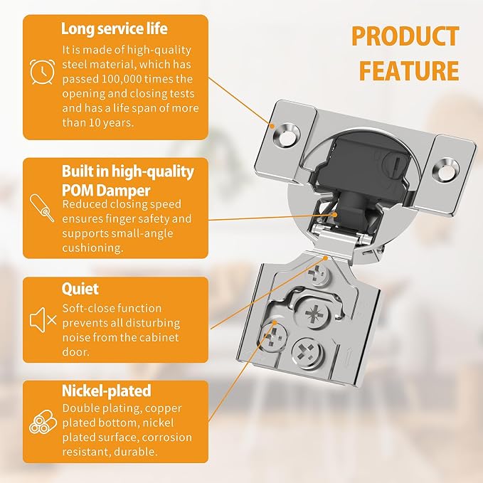 20 Pack 5/8" Overlay 4D Soft Close Concealed Hinges - Image 5