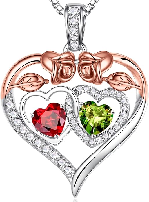 Iefil Valentines Day Gifts for Her - 925 Sterling Silver Rose Heart Necklaces for Women, Anniversary Birthday Gifts for Wife Girlfriend Mom