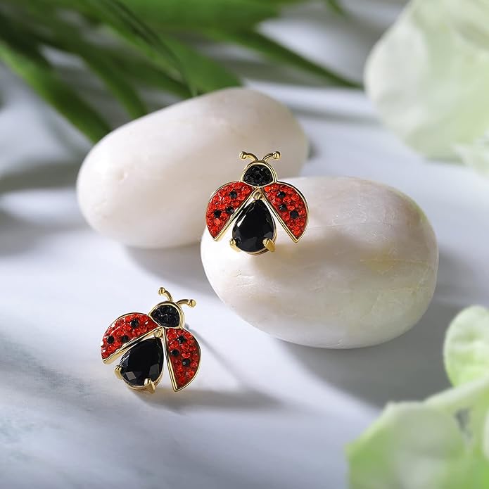 Superchic Ladybug Pendant Necklace Cute Cubic Zirconia with floating Crystals for Women Halloween Party Birthday Gifts